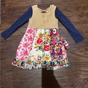 Floral Patchwork Long Sleeve Dress
